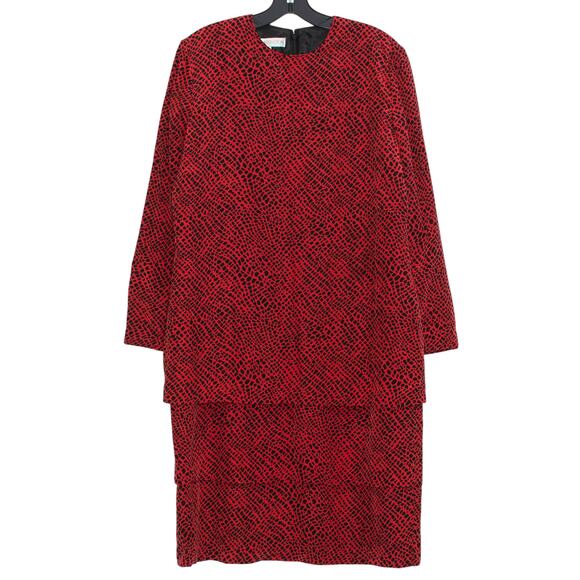 Anne Crimmins Vintage Dress Silk Dark Academia Cottage Retro Red Black Size 12 - Picture 1 of 4